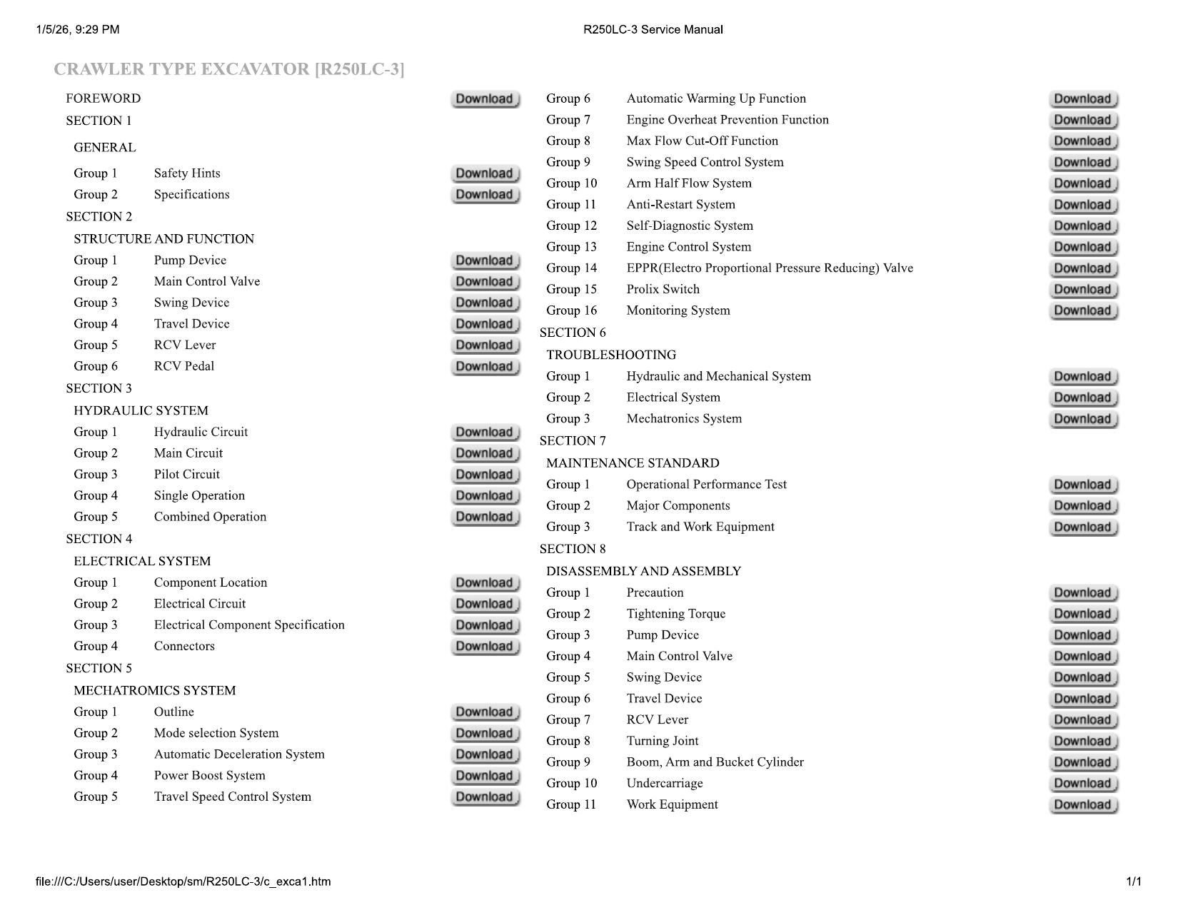 R250LC-3 Service Manual